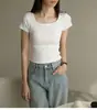 Camisola de Punto Fino Rojo Rosa Corta Ajustada Moda Sin Mangas Ajustada Elástica Transpirable Ajustada Deportiva Manga Corta