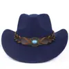 Nuevos Sombreros de Lana para Minorías Étnicas de Amazon, Sombreros de Pareja Europeos y Americanos para Hombres y Mujeres, Sombreros de Lana de Vaquero Occidental, Modernos