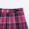 [Xiao mei] saia plissada original cor vermelho rosa de linha A para estudantes JK com saia xadrez da universidade da ilha de Sichuan