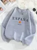 Moletom Feminino Y2K com Design da Bandeira Espanhola, Versátil, Solto, Pulôver, Outono