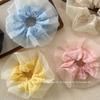 Nuevo Scrunchie Dulce de Malla Color Crema Estilo Coreano para Niñas, Lazo para el Cabello Versátil a Cuadros de Alta Elasticidad para Moño