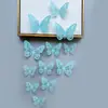 Decoración de mariposa de papel con simulación tridimensional 3D, accesorios de joyería de mariposa hueca tridimensional con textura metálica, pegatinas de pared para el hogar al por mayor