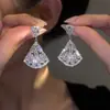 Aretes de Aguja Plateada con Borlas de Gota de Agua Incrustadas de Diamantes, Estilo Palacio, Nicho, Aretes Versátiles, Lujo Ligero, Venta al por Mayor de Aretes de Gama Alta