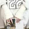 Guantes para Mujer de Invierno Lindos de Dedos Abiertos Cálidos de Medio Dedo Moda Terciopelo de Visón con Cinturón Corto en la Muñeca para Escribir Oficina Funda para el Brazo