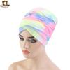 Novo Chapéu Cachecol de Algodão Elástico com Cauda Longa, Touca para Envolver a Cabeça, Touca Turbante Tjm-216, Macio, Moderno e Versátil para o Inverno