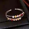 Pulseira de Zircônia Colorida Rombo Quadrado Camada Dupla Pulseira Simples Francesa de Temperamento Luxo Leve Sensação de Alto Padrão Pulseira de Nicho Joias Femininas