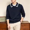 Bestseller transfronteiriço: suéter de tricô moderno, estilo old-money, color-blocking, com gola, direto da fábrica, malharia masculina