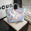 2026 Nova Bolsa de Mão Transfronteiriça Temu Site Independente Impermeável PVC+Lona Portátil para o Dia a Dia Bolsa de Ombro Bolsa Tote