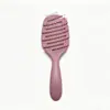Pente oco para alisar o cabelo na cor macaron, cuidado capilar suave sem puxar, adequado para uso tanto molhado quanto seco, para estilizar com volume e massagem capilar