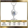 Collar de Plata S925 con Forma de Corazón y Moissanita para Mujer, Adecuado para Uso Diario, Moda Coreana y Japonesa, Cadena Versátil para Clavícula Joyería de Cuello