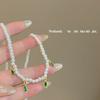 Collar de perlas de circón verde con gotas de agua, elegante y de lujo, original y ligero, para mujer, cadena de clavícula sencilla y combinable.