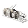 Estante telescópico para tapas de ollas Cocina Ajustable Espacio Huecos Base Plana Tapa de Olla Sartén para Freír Sartén Estante de Almacenamiento de Escritorio para el Hogar