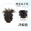 Grampo de Cabelo Peruca de Rabo de Cavalo Baixo com Bolinhas Pretas e Brancas, Estilo Penteado Despojado, Natural e Volumoso