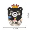 Taza de Postre Dulce con Parche Bordado de Panda con Corona Parche de Cabeza de Panda Lindo para Ropa, Zapatos y Gorras de Niños Parche de Reparación de Agujeros