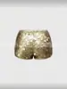 2026 Europeos y Americanos Transfronterizos Amazon Shein Punk para Mujer Sexy de Cintura Ultra Baja Brillantes Lentejuelas Mini Shorts