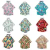 Camisa havaiana floral de manga curta, estilo retrô vetiver de Hong Kong, versão coreana da camisa da moda e estilosa para homens e mulheres, top para casal