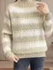 Suéter de chenilla grueso de imitación visón con cuello semialto para mujer, estilo otoño e invierno 2026, prenda exterior de punto a rayas holgada