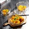 Bol de Vidrio Martillado con Borde Dorado Japonés Venta al por Mayor Set de Vajilla Transparente Estilo Nórdico Bol de Postre Plato Bol de Vidrio