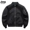 Jaqueta JEEP SPIRIT Masculina com Gola Alta Estilo Primavera e Outono Cor Sólida Roupa de Trabalho Casual Roupa Esportiva Jaqueta de Baseball