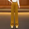 Pantalones de pierna ancha de acetato y cachemira a la moda para mujer, engrosados y cálidos para otoño e invierno, pantalones de pierna recta de mezcla de lana, de cintura alta, adelgazantes y casuales
