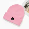 Gorro de Punto con Cara Sonriente de Venta Caliente Transfronterizo Otoño e Invierno Unisex de Color Sólido de Lana Versátil Gorro de Punto para Pareja Bordado Modelo Z2026