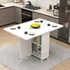 Mesa de Comedor Plegable para el Hogar Apartamento Pequeño Rectangular Extraíble con Ruedas Ultra-Delgada Multifuncional para Comedor Dormitorio