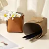 Caja de Almacenamiento con Portalápices de Cuero, Decoración de Escritorio Retro, Portalápices de Lujo Ligero, Soporte para Control Remoto de Regalo, Tubo de Almacenamiento para Pinceles de Maquillaje de Escritorio