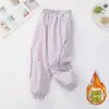 Pantalones casuales con forro de polar para niñas, estilo coreano, 2026, pantalones de paracaídas para exteriores para niños, pantalones deportivos de primavera, otoño e invierno