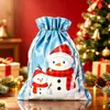 Sacos de Presente com Cordão para Halloween e Natal Mais Vendidos no Exterior, Sacos de Embalagem com Cordão de Natal, Decorações de Natal, Sacos de Alumínio a Laser