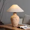 Vaso de Argila Estilo Wabi-Sabi Japonês Lâmpada de Mesa Vintage para Sala de Estar Quarto Mesinha de Cabeceira Modelo para Quarto Hotel Casa de Hóspedes Ornamento de Designer