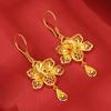 Aretes de pavo real de pantalla abierta de oro arena, moda para mujer, temperamento simple, gota para la oreja, oro simulado, aretes de gancho para la oreja, venta al por mayor