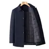 Jaqueta masculina de outono e inverno, estilo business casual, com gola alta, adequada para trabalhadores de escritório, acolchoada e espessa, com forro interno removível, peça de vestuário externa masculina