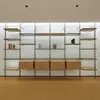 Estante de exibição de coluna em arco de liga de alumínio estilo minimalista italiano aberta estante de livros estilo japonês simples moderna para walk-in