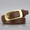 Novo Cinto de Couro Genuíno Feminino com Fivela de Pino Dourada Cinto Simples Retrô Feminino para Jeans Cinto de Alta Qualidade para Mulheres