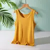 Chaleco Pequeño Refrescante Versátil de Verano para Mujer, Ropa Interior, Banda Ancha Acanalada Elástica Cuello Redondo Tirantes Finos Capa Base, Ropa Exterior Top Adelgazante