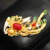 Broche Retro Estilo Chinês Ouro Seda Fênix Peônia Feminino Luxo Acessível Palácio Esmalte Acessórios de Corsage de Alta Qualidade Presente