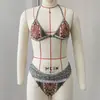 2026 Novo Biquíni de Renda com Babados Três Peças Conjunto de Saia Biquíni Sexy de Comércio Exterior