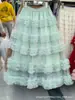 Vestido Largo Estilo Hada de Nicho 2026 con un Ambiente Minimalista Estilo Coreano, Falda de Media Capas Estilo Pastel con Parches de Malla 4809