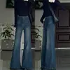 Calça Jeans Flare Soltinha para Mulheres, Novo Estilo Primavera, Tamanho Grande, Valoriza o Corpo, Calça de Perna Larga Elástica para Corpo em Formato de Pera
