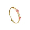 Prata Esterlina S925 Esmalte Flor de Pessegueiro Meio Bracelete Novo Chinoiserie Flor Chinoiserie Folheado a Ouro Multicamadas Versátil
