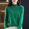 Suéter de Cachemira para Mujer Otoño e Invierno, Suéter Holgado de Cuello Medio Alto de Cachemira, Suéter Base de Lana Versátil, Engrosado