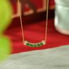 Yuebao Jewelry Plata de Ley S925 Chapado en Oro Esmeralda Lujo Ligero Elegante Geométrico Collar de Cuentas Redondas Cara Sonriente Conjunto de Sentido Avanzado Cadena