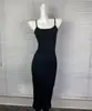 Nuevo Vestido Largo Ajustado de Tirantes Finos con Abertura Estilo Kardashian de Comercio Exterior Transfronterizo, Body Moldeador de Espalda Nadadora para Mujer