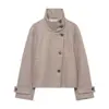 Fabricante de ropa de mujer transfronterizo al por mayor 2026 moda estilo europeo y americano casual chaqueta de lana de un solo botón con cuello alto