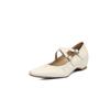 Zapatos Mary Jane de piel de oveja cómodos con altura interior y tira cruzada 2025 Otoño Punta cuadrada pequeña Tacón medio Zapatos de cuero plisado para mujer