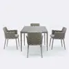 Mesa y Silla de Exterior Mesa y Silla de Mimbre para Patio de Ocio Silla Pequeña de Mimbre para Balcón Cafetería al Aire Libre Mesa y Silla de Comedor Mueble de Tres Piezas