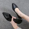 Zapatos de cuero para mujer para uso en exteriores 2026, cómodos zapatos planos versátiles de suela blanda, tacón fino, cuero suave profesional, negro, elegantes tacones altos de punta fina