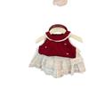 [Pequeño Chef Dulce] ¡Estética de Ballet! Conjunto de Chaleco Rojo Bordado con Moño para Bebé Niña y Pantalón Falda de Pastel Calado