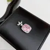 Versa Fashion Colgante de Diamante Cuadrado Princess Incrustado Cadena para Clavícula de Diamante Flash de Alto Carbono Seiko para Mujer Cadena Universal Rosa Seco