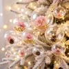 Bola de Navidad transparente decoraciones de plástico colgantes florales DIY arreglo navideño adornos de bola acrílica